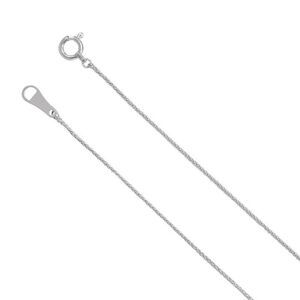 Platinum 0.8mm Diamond Cut Solid Wheat Chain Necklace, 18 Inch